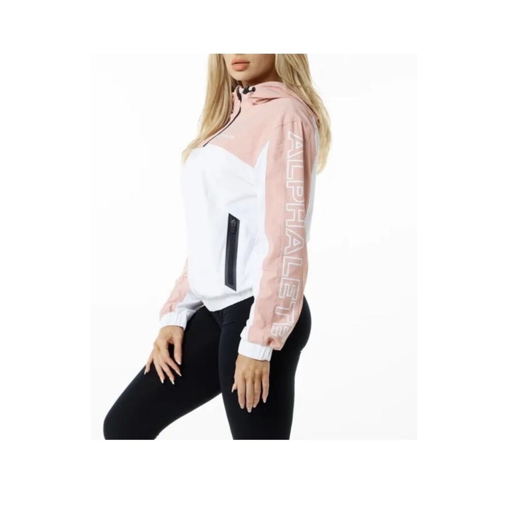 ALPHALETE Women’s EXP Tech Windbreaker- Himalayan Pink, Size Small